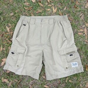 Bimini Bay Outfitters Mens Cargo Shorts Khaki Tan Nylon Fishing Hiking Size 32